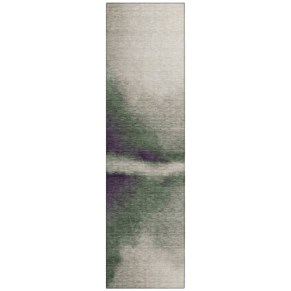 Machine Washable Indoor/Outdoor Chantille ACN2419 Green 2'3" x 7'6" Runner Rug. Picture 1