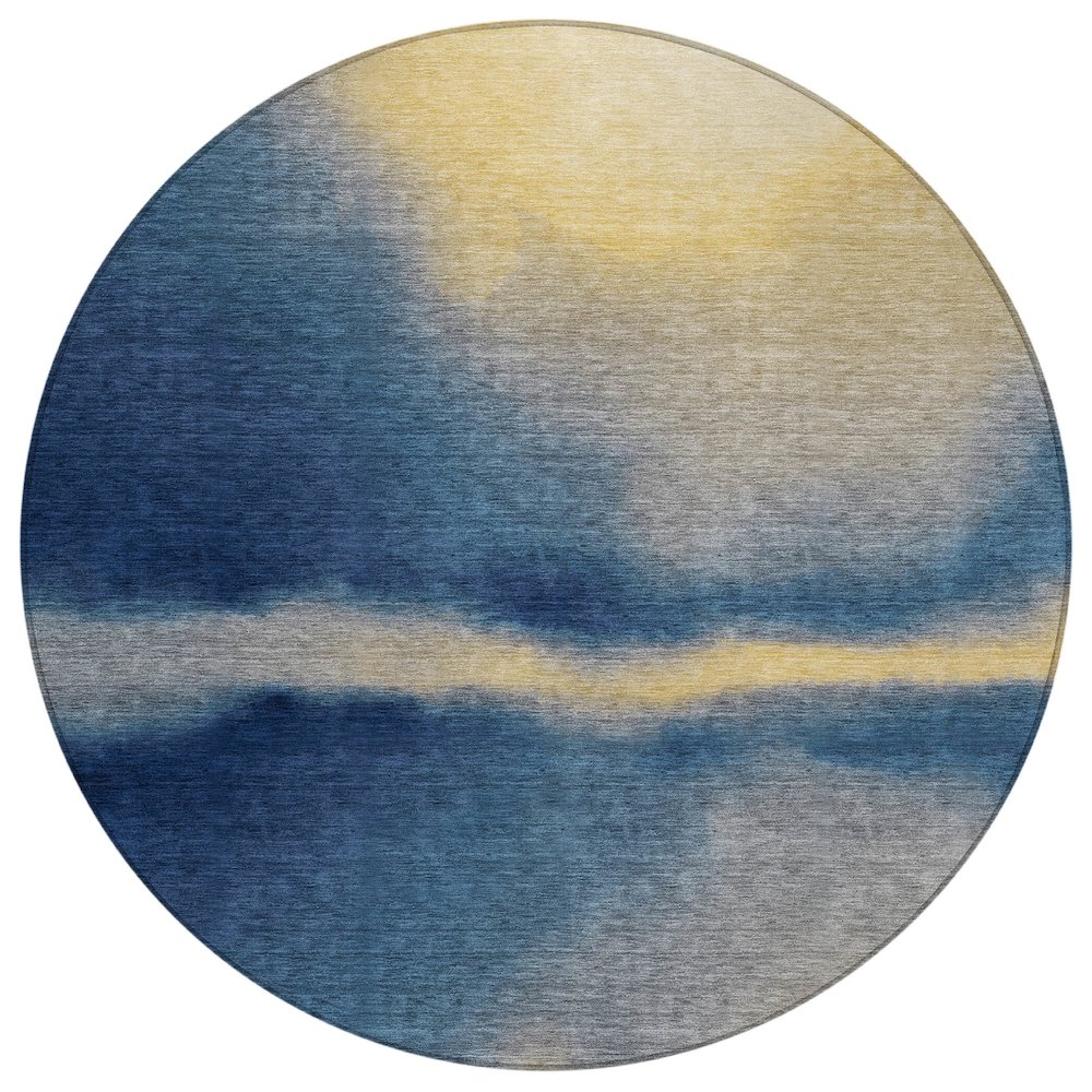 Machine Washable Indoor/Outdoor Chantille ACN2419 Blue 8' x 8' Round Rug. Picture 1