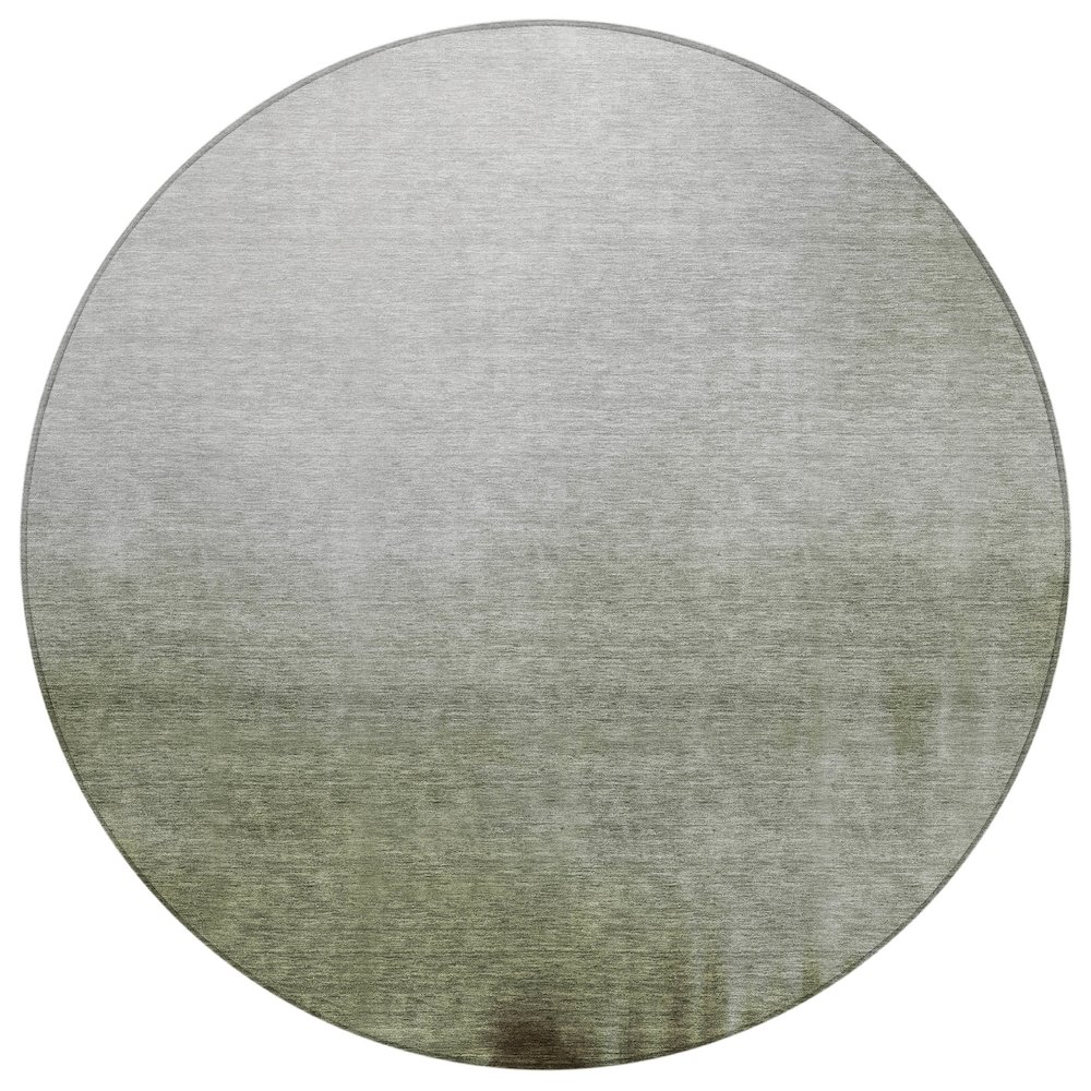 Machine Washable Indoor/Outdoor Chantille ACN2420 Green 8' x 8' Round Rug. Picture 1