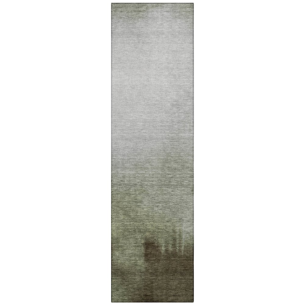 Machine Washable Indoor/Outdoor Chantille ACN2420 Green 2'3" x 7'6" Runner Rug. Picture 1