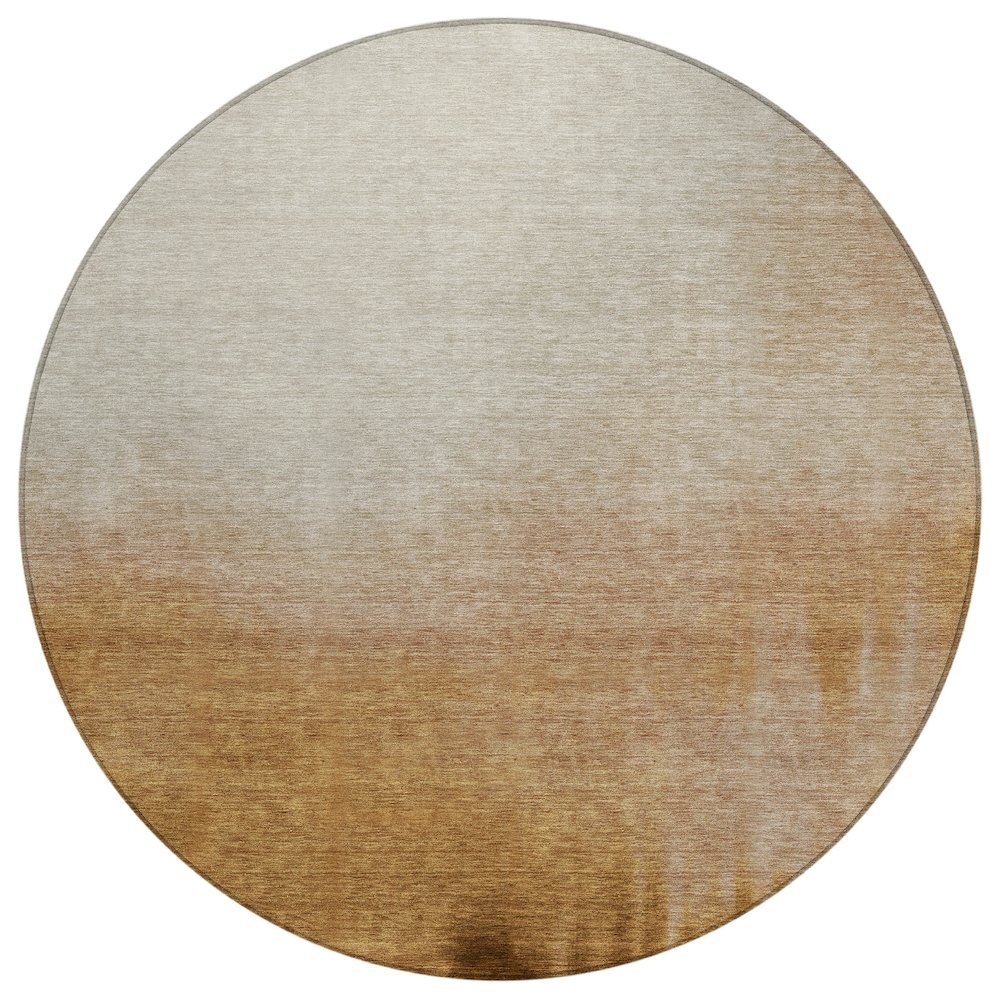 Machine Washable Indoor/Outdoor Chantille ACN2420 Orange 8' x 8' Round Rug. Picture 1