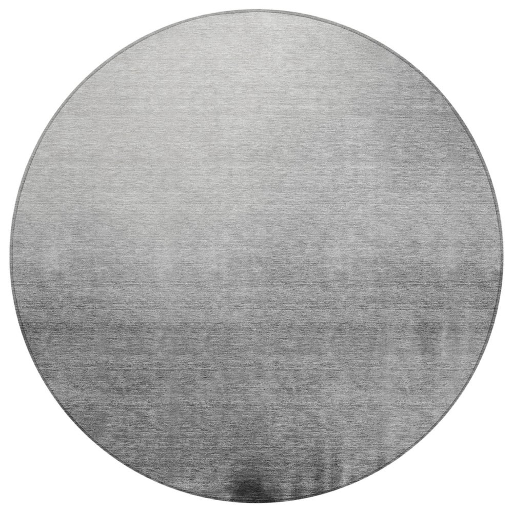 Machine Washable Indoor/Outdoor Chantille ACN2420 Gray 8' x 8' Round Rug. Picture 1