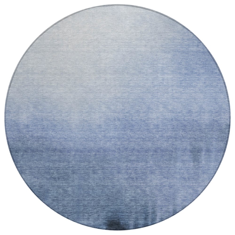 Machine Washable Indoor/Outdoor Chantille ACN2420 Blue 8' x 8' Round Rug. Picture 1