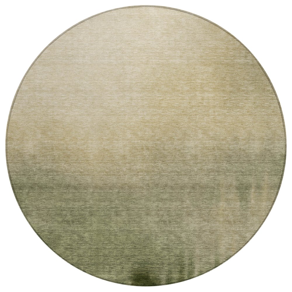 Machine Washable Indoor/Outdoor Chantille ACN2420 Green 8' x 8' Round Rug. Picture 1