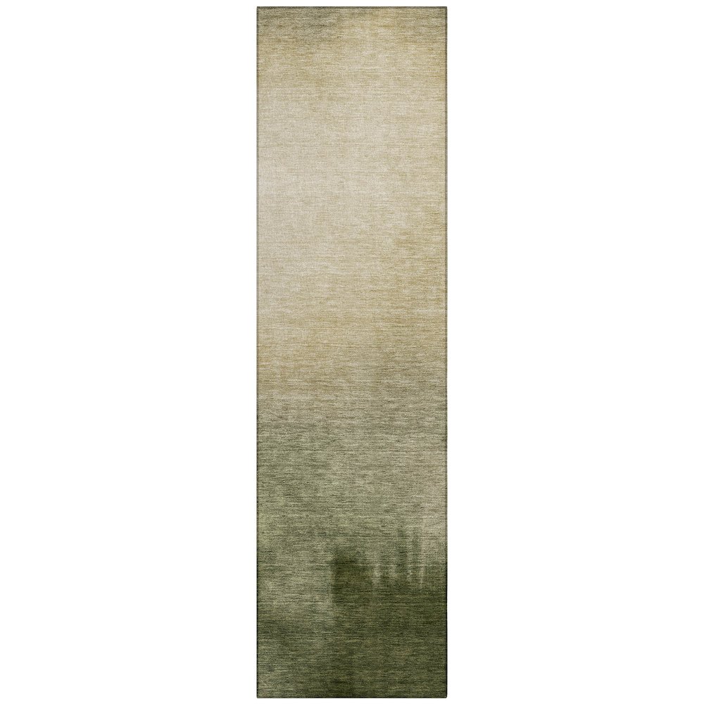 Machine Washable Indoor/Outdoor Chantille ACN2420 Green 2'3" x 7'6" Runner Rug. Picture 1