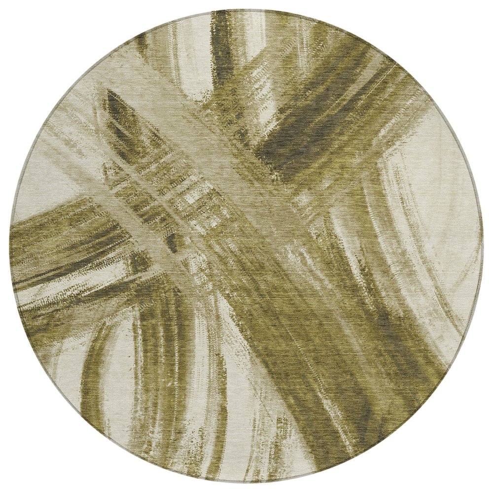 Machine Washable Indoor/Outdoor Chantille ACN2421 Brown 8' x 8' Round Rug. Picture 1