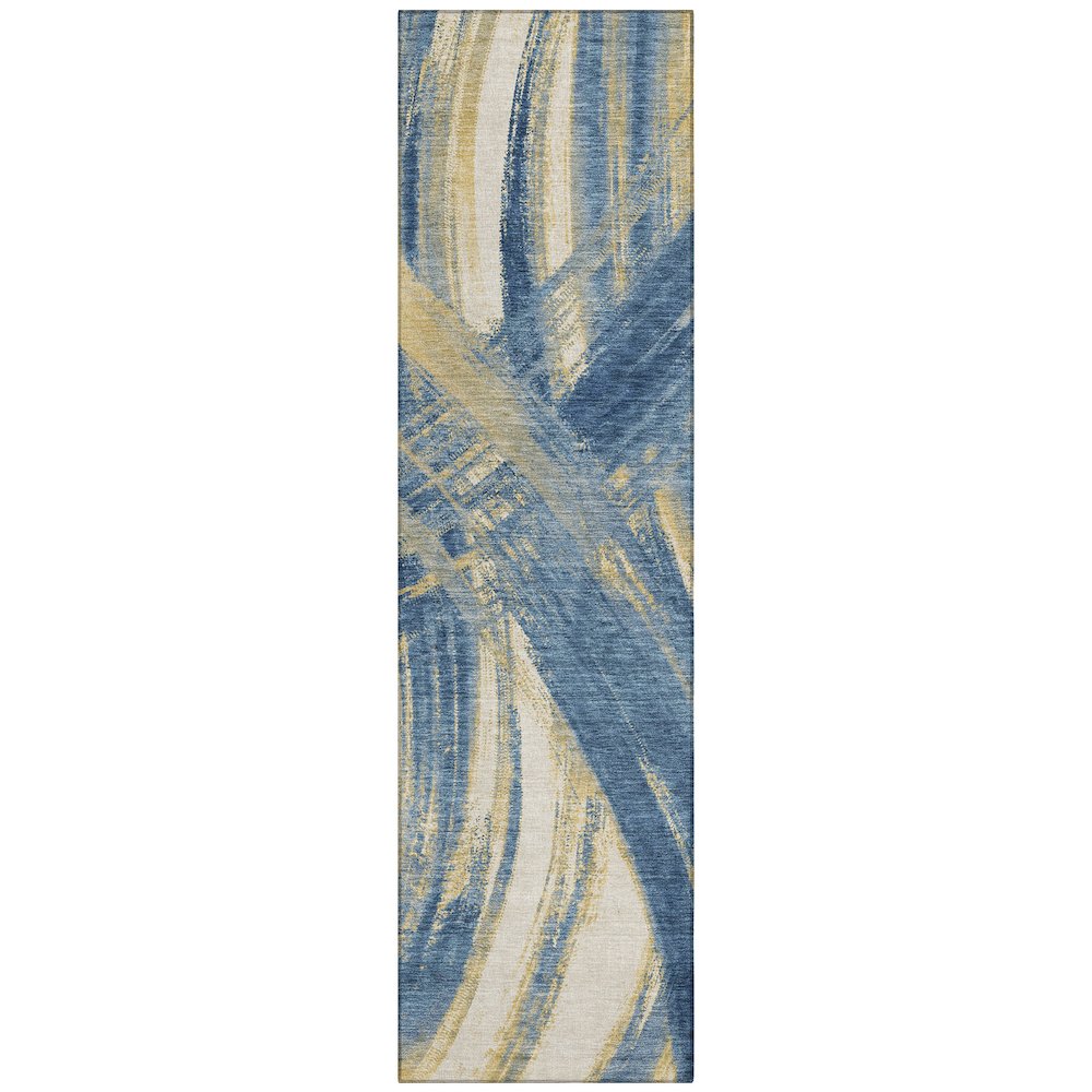 Machine Washable Indoor/Outdoor Chantille ACN2421 Blue 2'3" x 7'6" Runner Rug. Picture 1