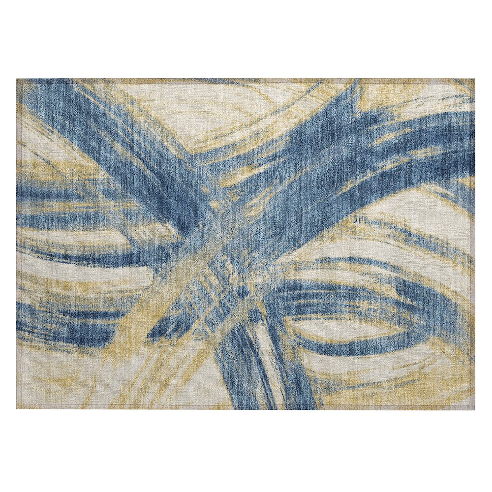Machine Washable Indoor/Outdoor Chantille ACN2421 Blue 1'8" x 2'6" Rug. Picture 1