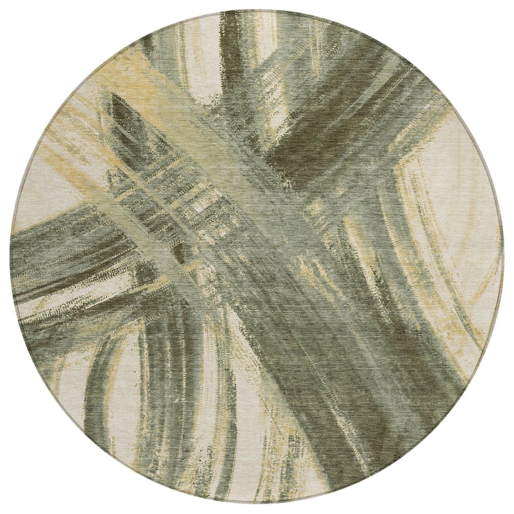 Machine Washable Indoor/Outdoor Chantille ACN2421 Green 8' x 8' Round Rug. Picture 1