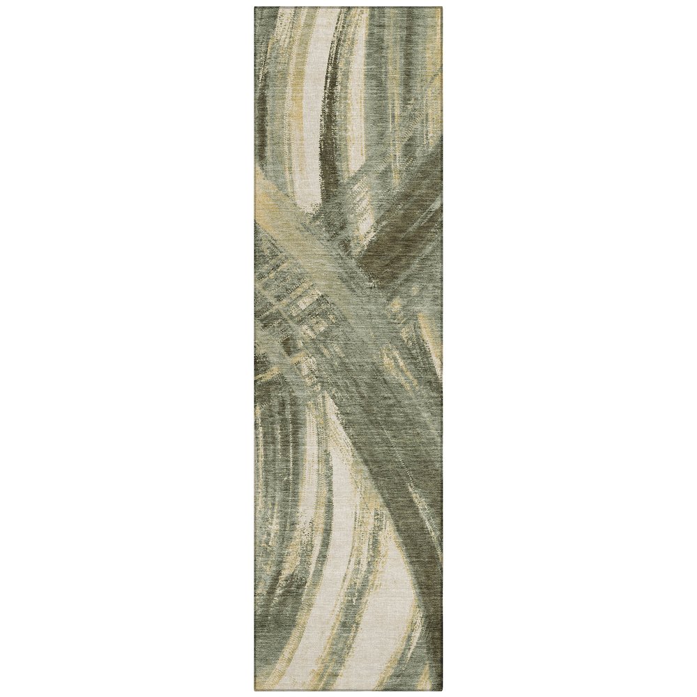 Machine Washable Indoor/Outdoor Chantille ACN2421 Green 2'3" x 7'6" Runner Rug. Picture 1