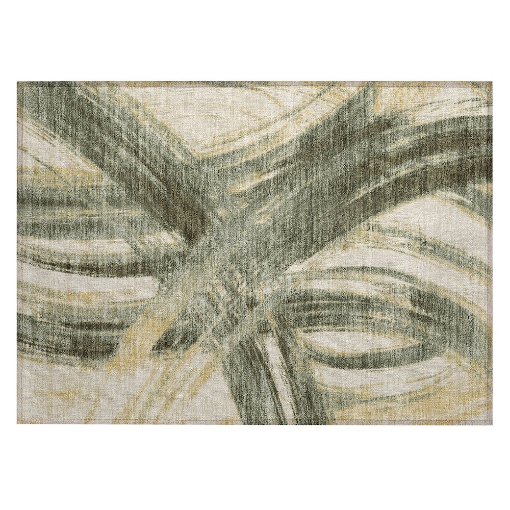 Machine Washable Indoor/Outdoor Chantille ACN2421 Green 1'8" x 2'6" Rug. Picture 1