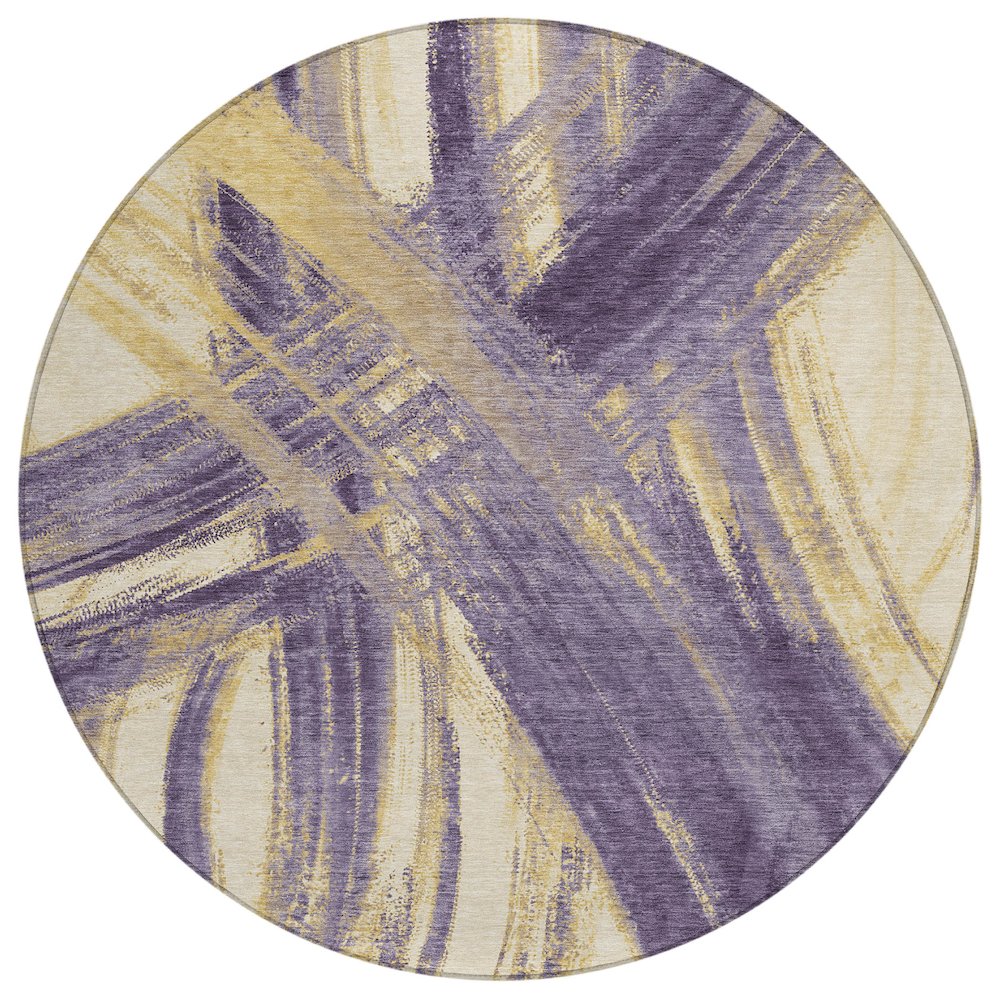 Machine Washable Indoor/Outdoor Chantille ACN2421 Purple 8' x 8' Round Rug. Picture 1