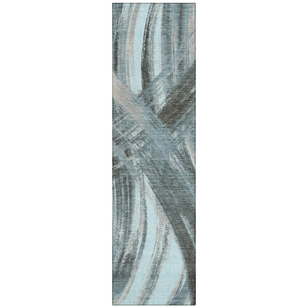 Machine Washable Indoor/Outdoor Chantille ACN2421 Teal 2'3" x 7'6" Runner Rug. Picture 1