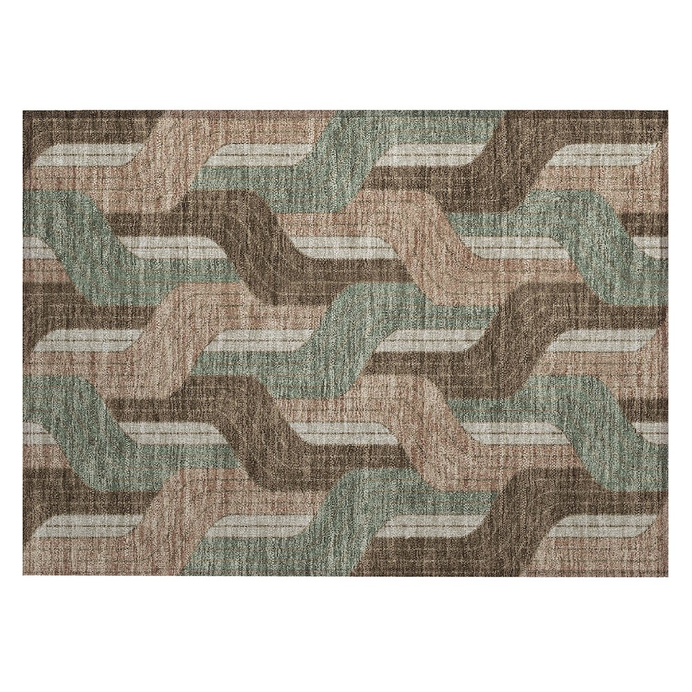 Machine Washable Indoor/Outdoor Chantille ACN2422 Brown 1'8" x 2'6" Rug. Picture 1