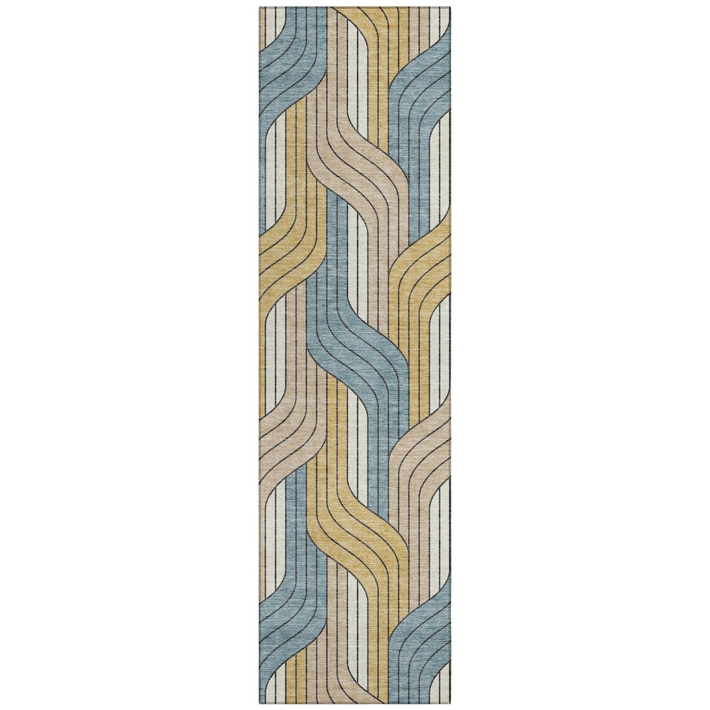 Machine Washable Indoor/Outdoor Chantille ACN2422 Gold 2'3" x 7'6" Runner Rug. Picture 1