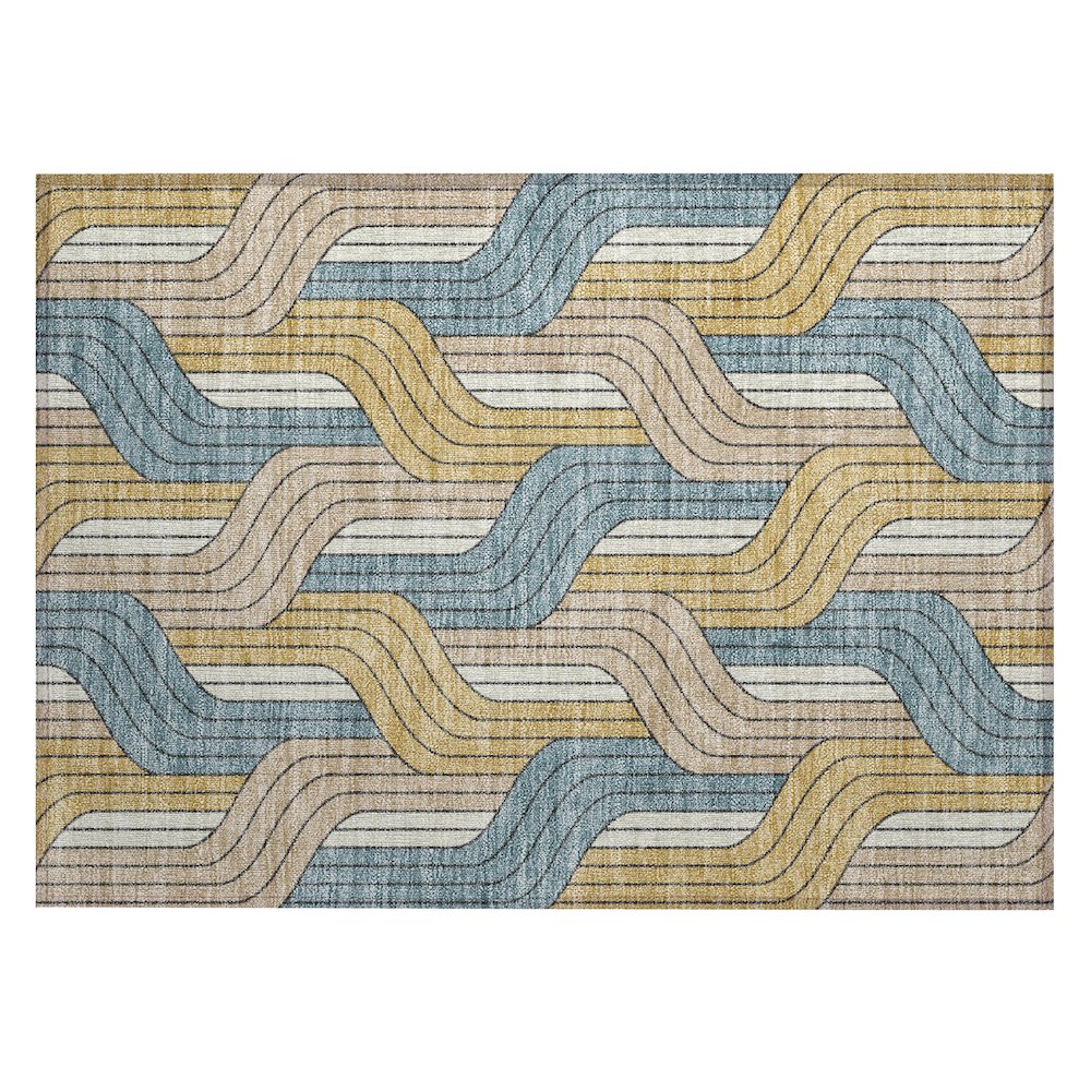 Machine Washable Indoor/Outdoor Chantille ACN2422 Gold 1'8" x 2'6" Rug. Picture 1