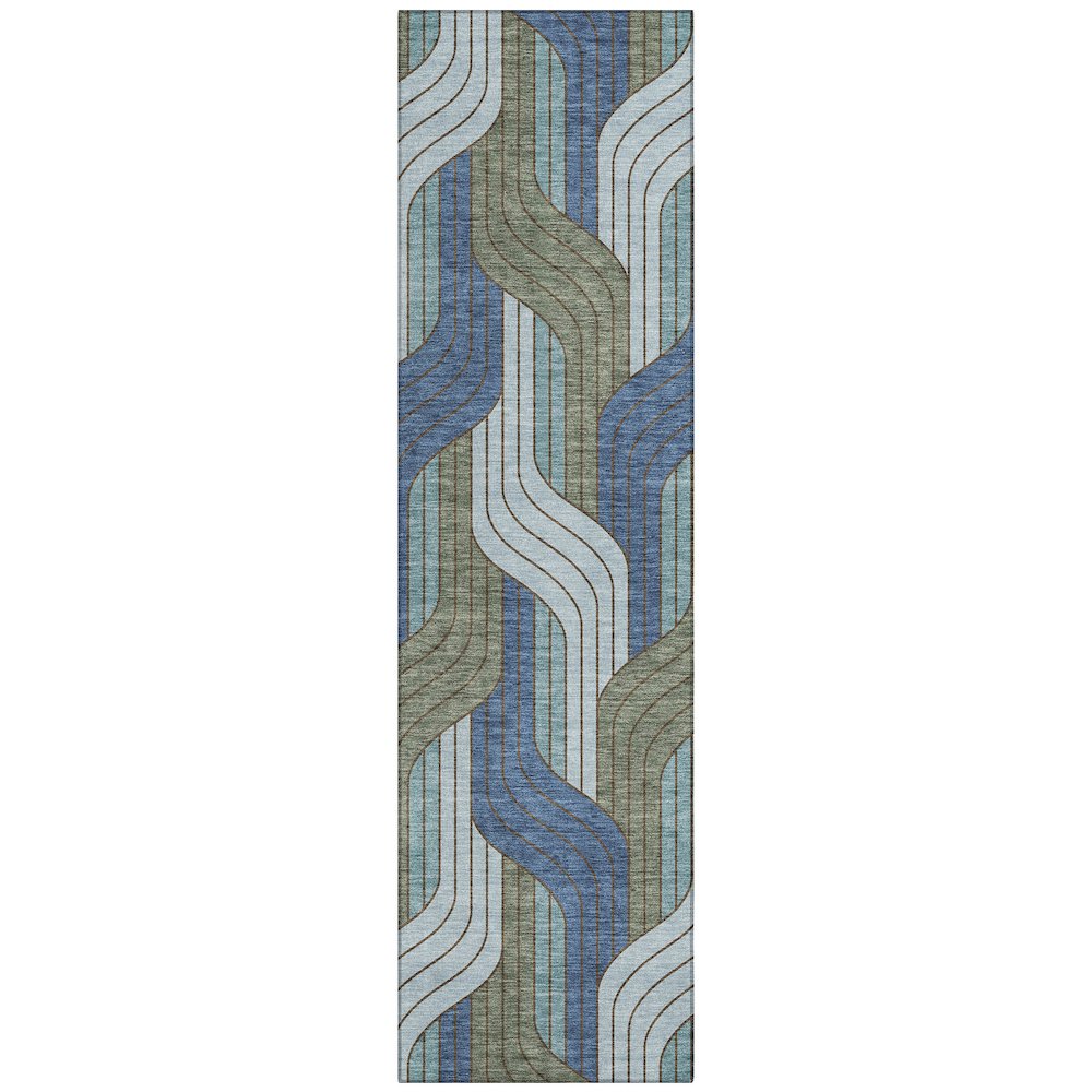 Machine Washable Indoor/Outdoor Chantille ACN2422 Blue 2'3" x 7'6" Runner Rug. Picture 1