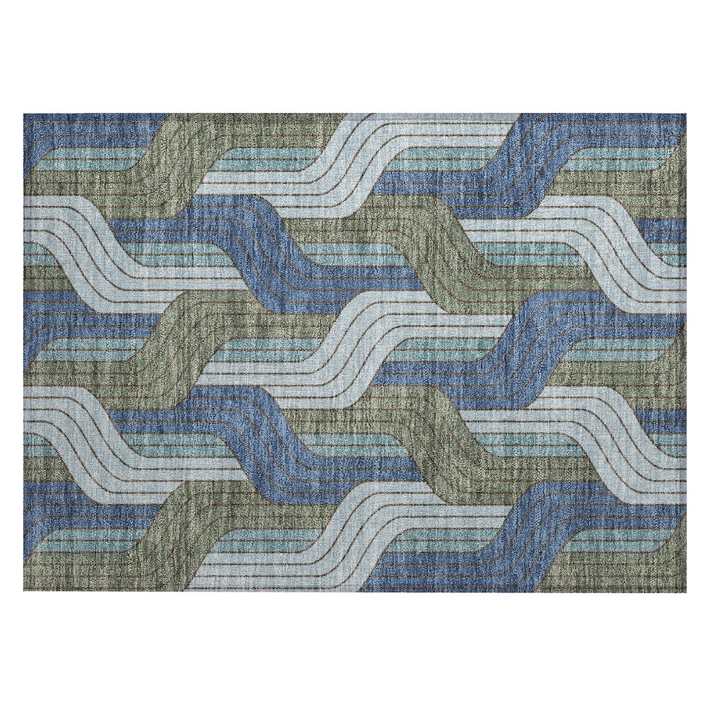 Machine Washable Indoor/Outdoor Chantille ACN2422 Blue 1'8" x 2'6" Rug. Picture 1