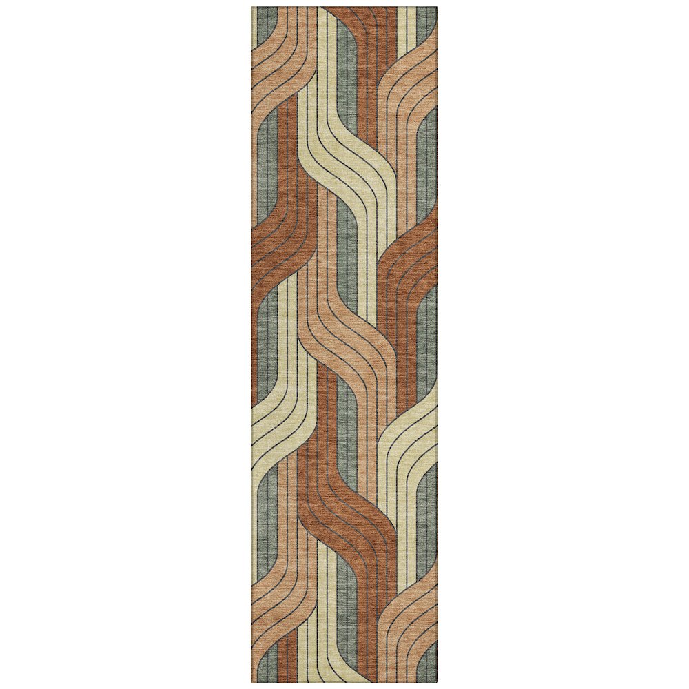 Machine Washable Indoor/Outdoor Chantille ACN2422 Orange 2'3" x 7'6" Runner Rug. Picture 1
