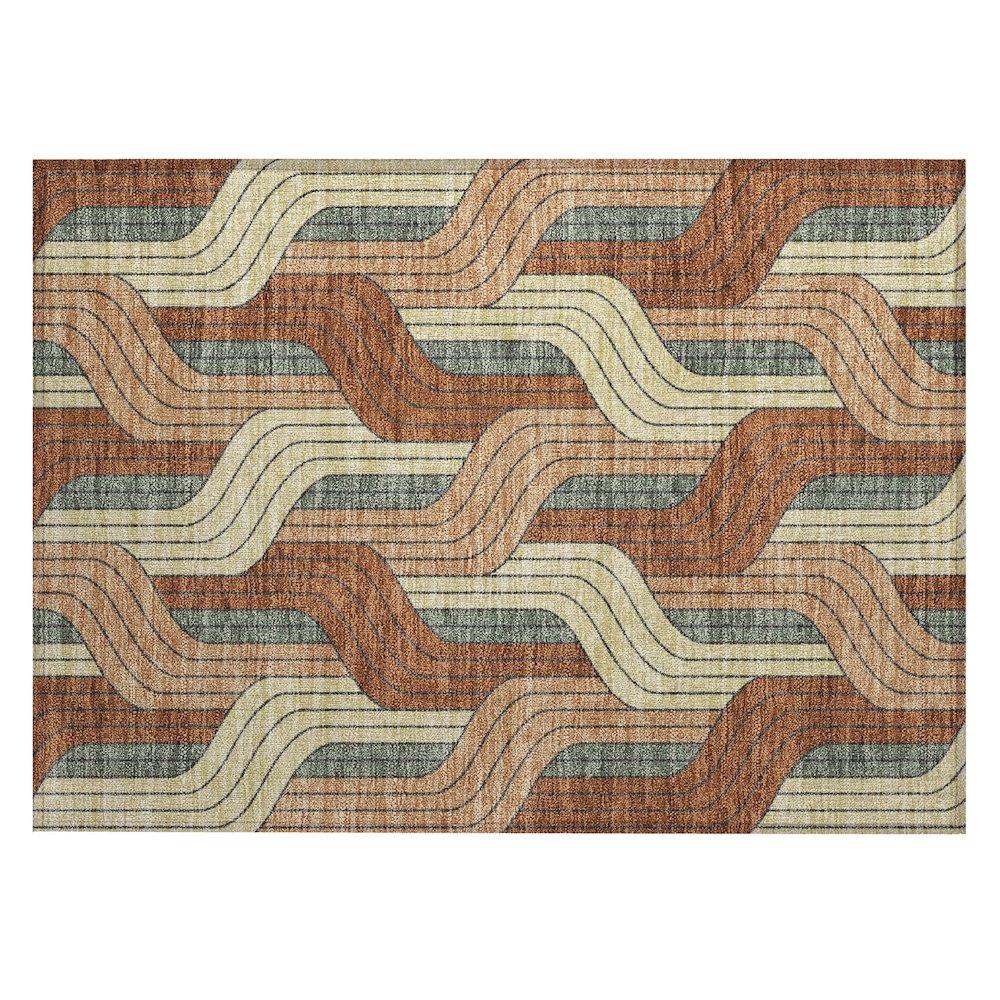 Machine Washable Indoor/Outdoor Chantille ACN2422 Orange 1'8" x 2'6" Rug. Picture 1