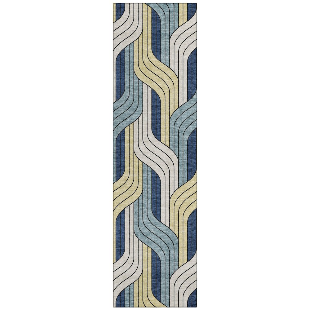 Machine Washable Indoor/Outdoor Chantille ACN2422 Teal 2'3" x 7'6" Runner Rug. Picture 1