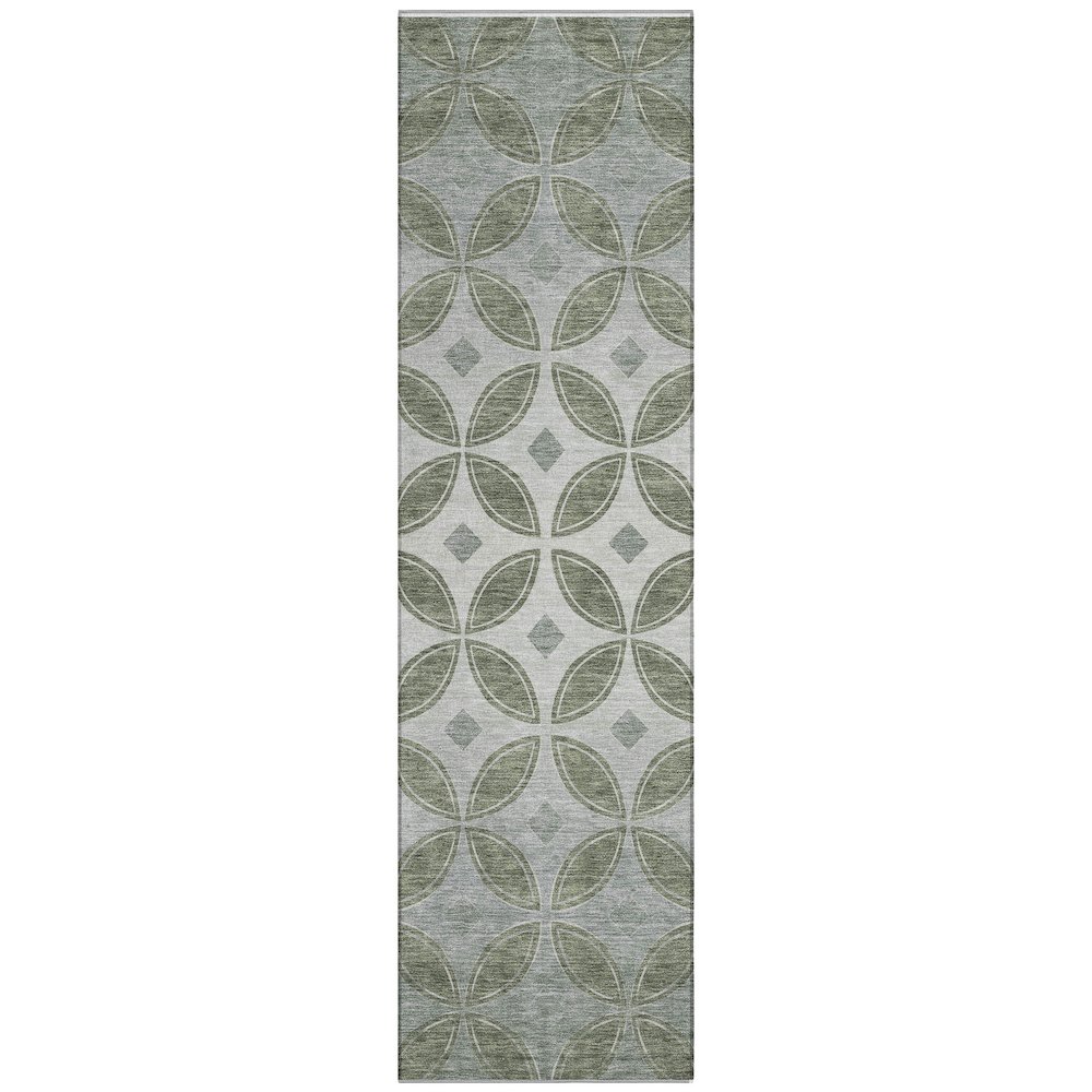 Machine Washable Indoor/Outdoor Chantille ACN2423 Green 2'3" x 7'6" Runner Rug. Picture 1