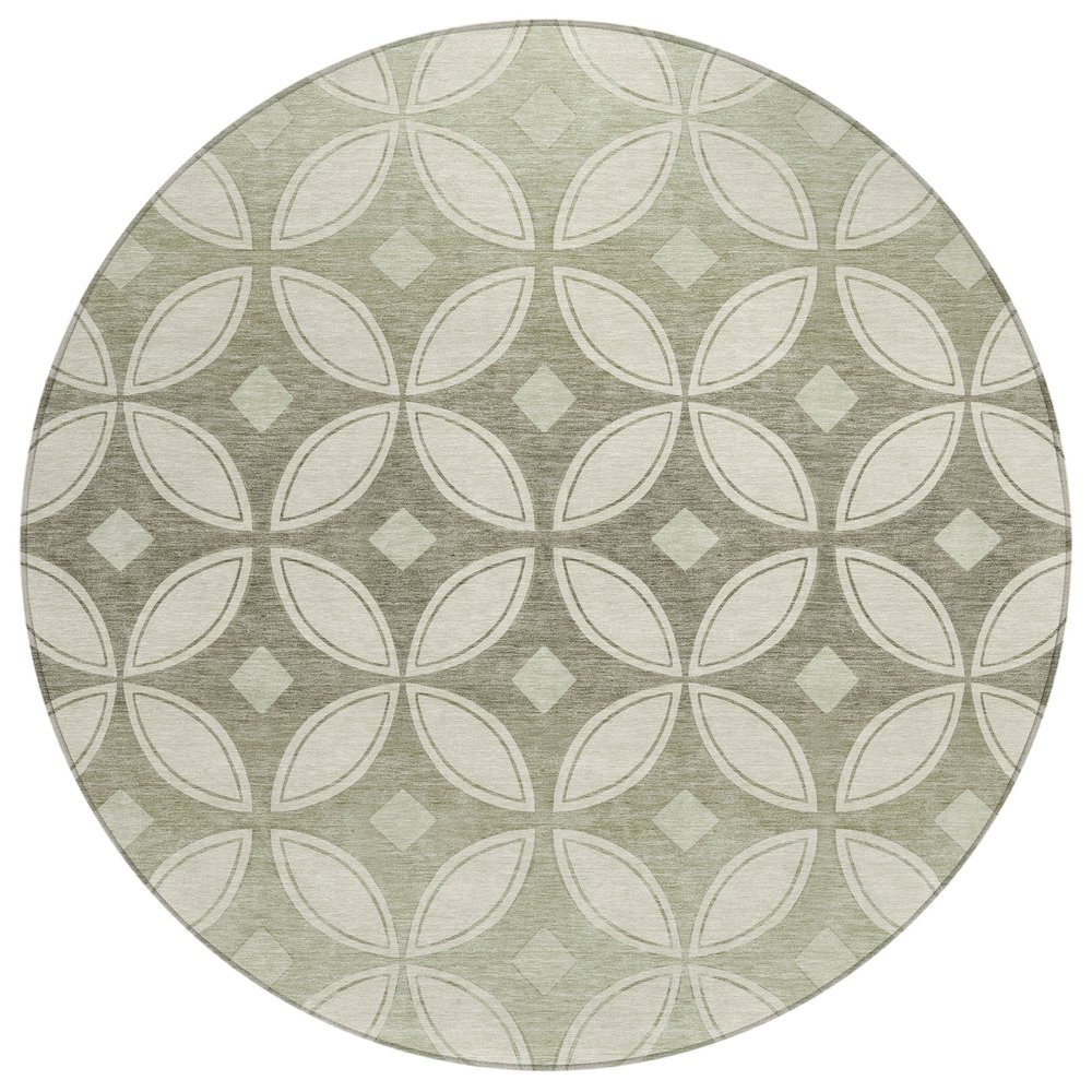Machine Washable Indoor/Outdoor Chantille ACN2423 Brown 8' x 8' Round Rug. Picture 1