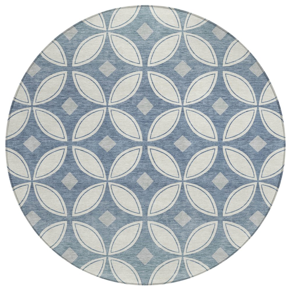 Machine Washable Indoor/Outdoor Chantille ACN2423 Ivory 8' x 8' Round Rug. Picture 1