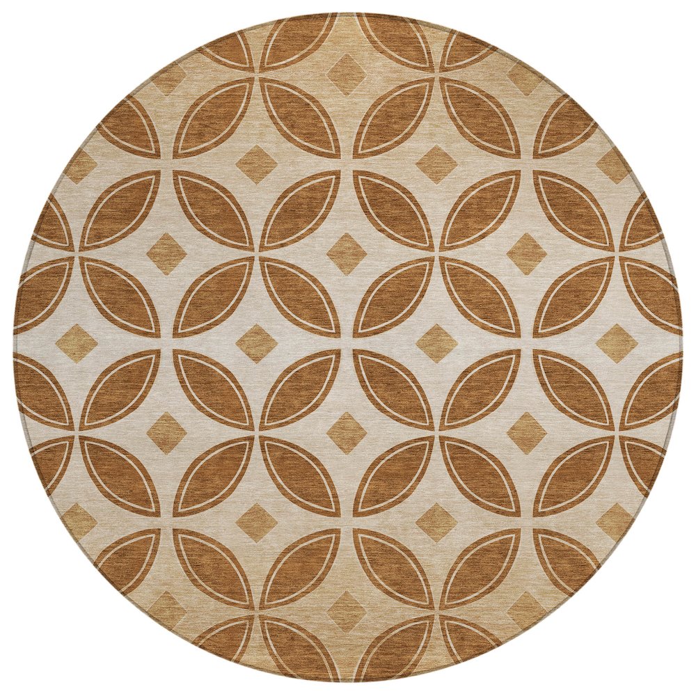 Machine Washable Indoor/Outdoor Chantille ACN2423 Orange 8' x 8' Round Rug. Picture 1