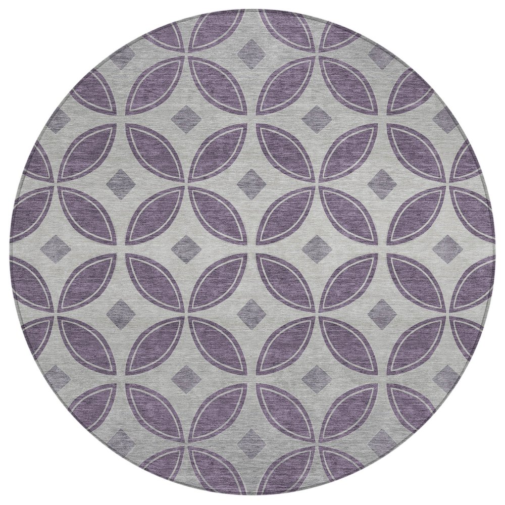 Machine Washable Indoor/Outdoor Chantille ACN2423 Purple 8' x 8' Round Rug. Picture 1