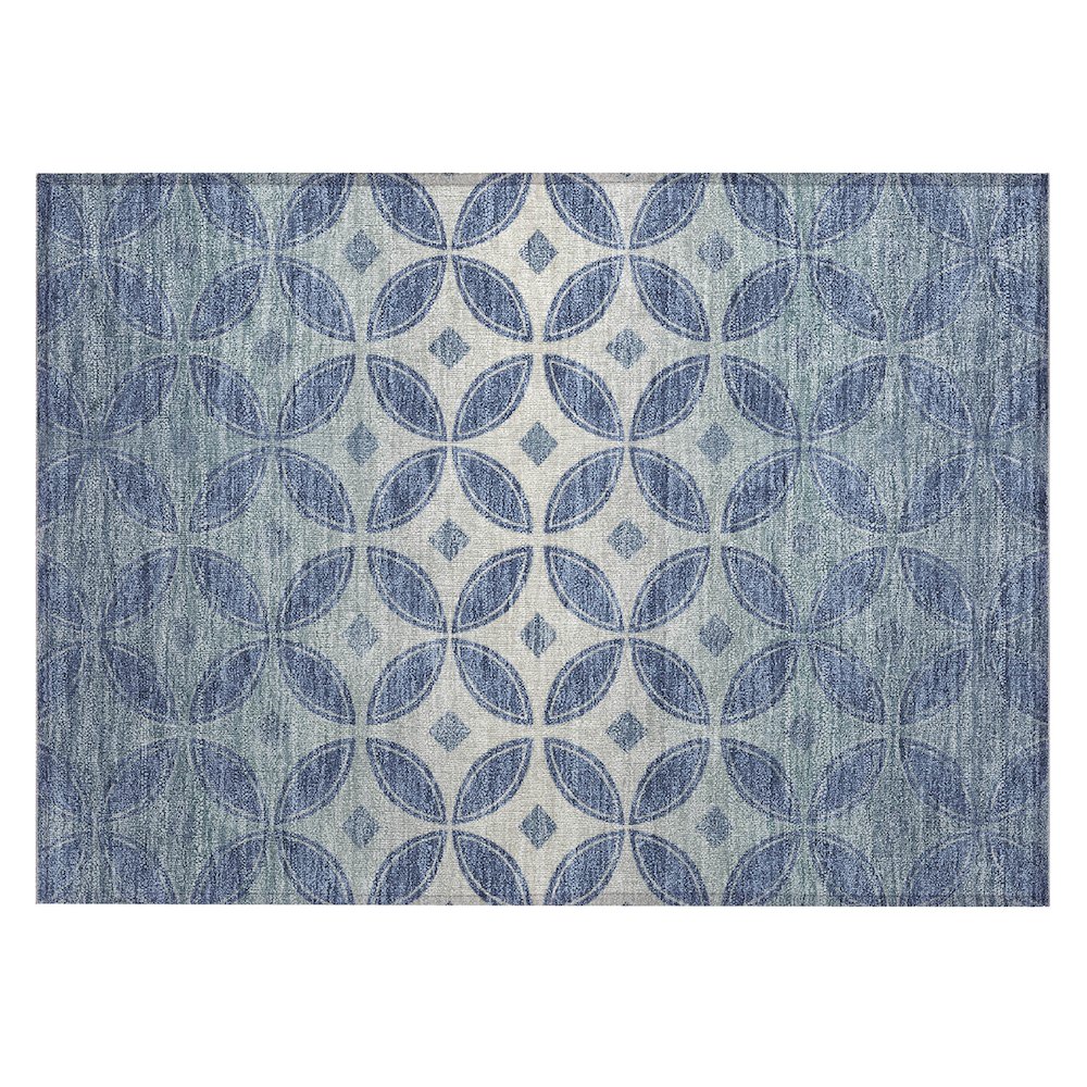 Machine Washable Indoor/Outdoor Chantille ACN2423 Teal 1'8" x 2'6" Rug. Picture 1