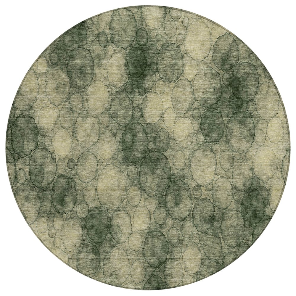 Machine Washable Indoor/Outdoor Chantille ACN2424 Green 8' x 8' Round Rug. Picture 1