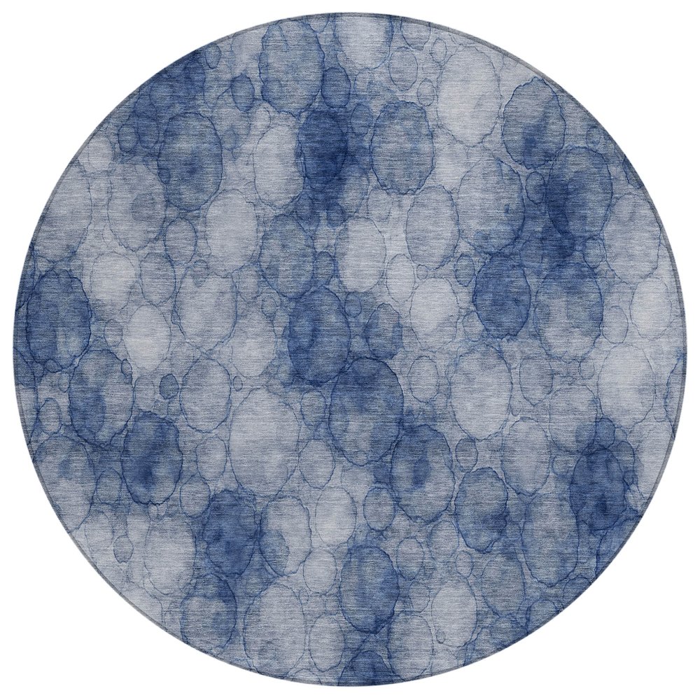 Machine Washable Indoor/Outdoor Chantille ACN2424 Blue 8' x 8' Round Rug. Picture 1