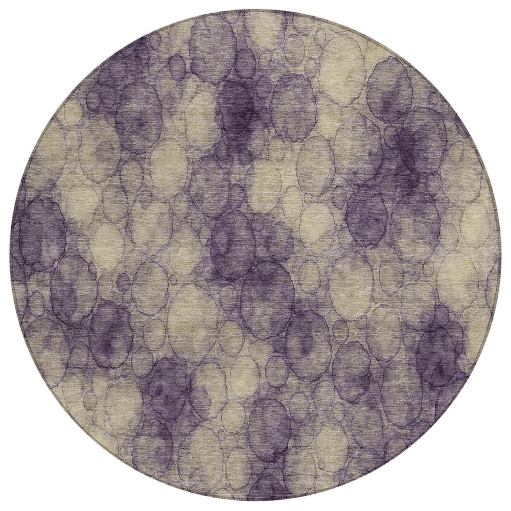 Machine Washable Indoor/Outdoor Chantille ACN2424 Purple 8' x 8' Round Rug. Picture 1