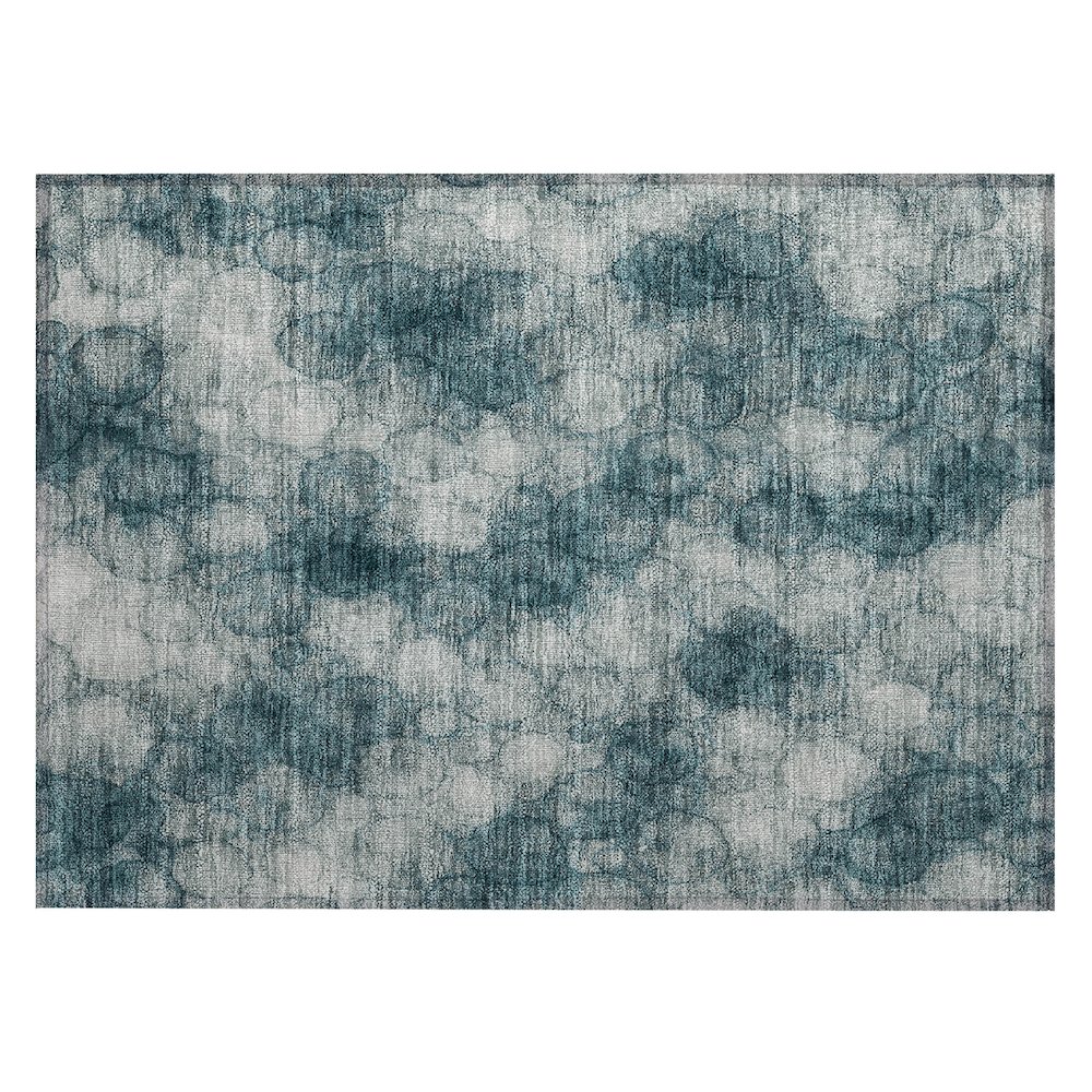 Machine Washable Indoor/Outdoor Chantille ACN2424 Teal 1'8" x 2'6" Rug. Picture 1