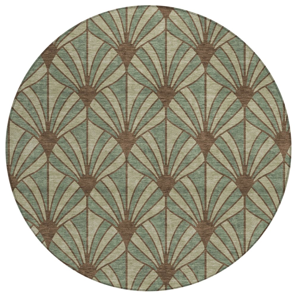 Machine Washable Indoor/Outdoor Chantille ACN2426 Green 8' x 8' Round Rug. Picture 1