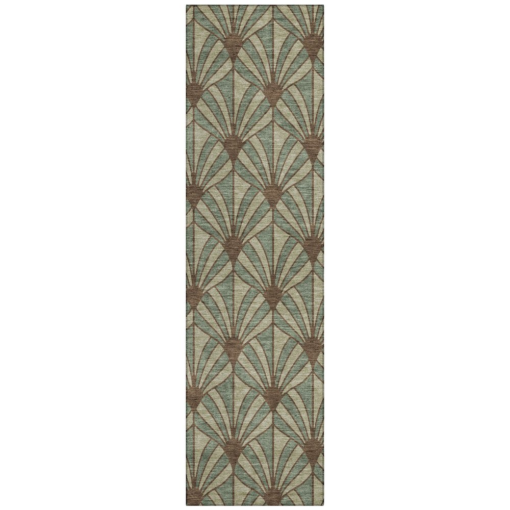 Machine Washable Indoor/Outdoor Chantille ACN2426 Green 2'3" x 7'6" Runner Rug. Picture 1