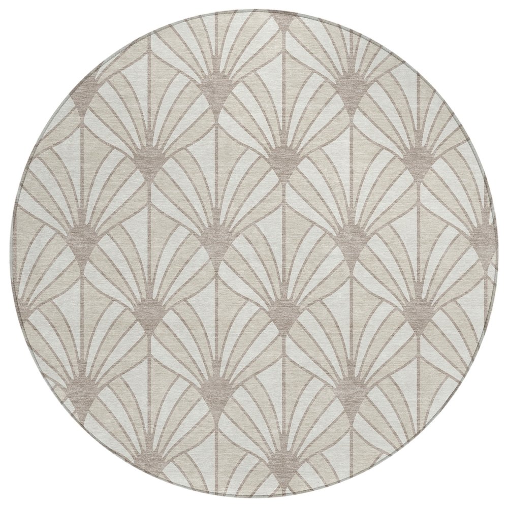 Machine Washable Indoor/Outdoor Chantille ACN2426 Ivory 8' x 8' Round Rug. Picture 1