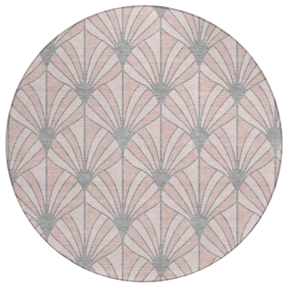 Machine Washable Indoor/Outdoor Chantille ACN2426 Pink 8' x 8' Round Rug. Picture 1