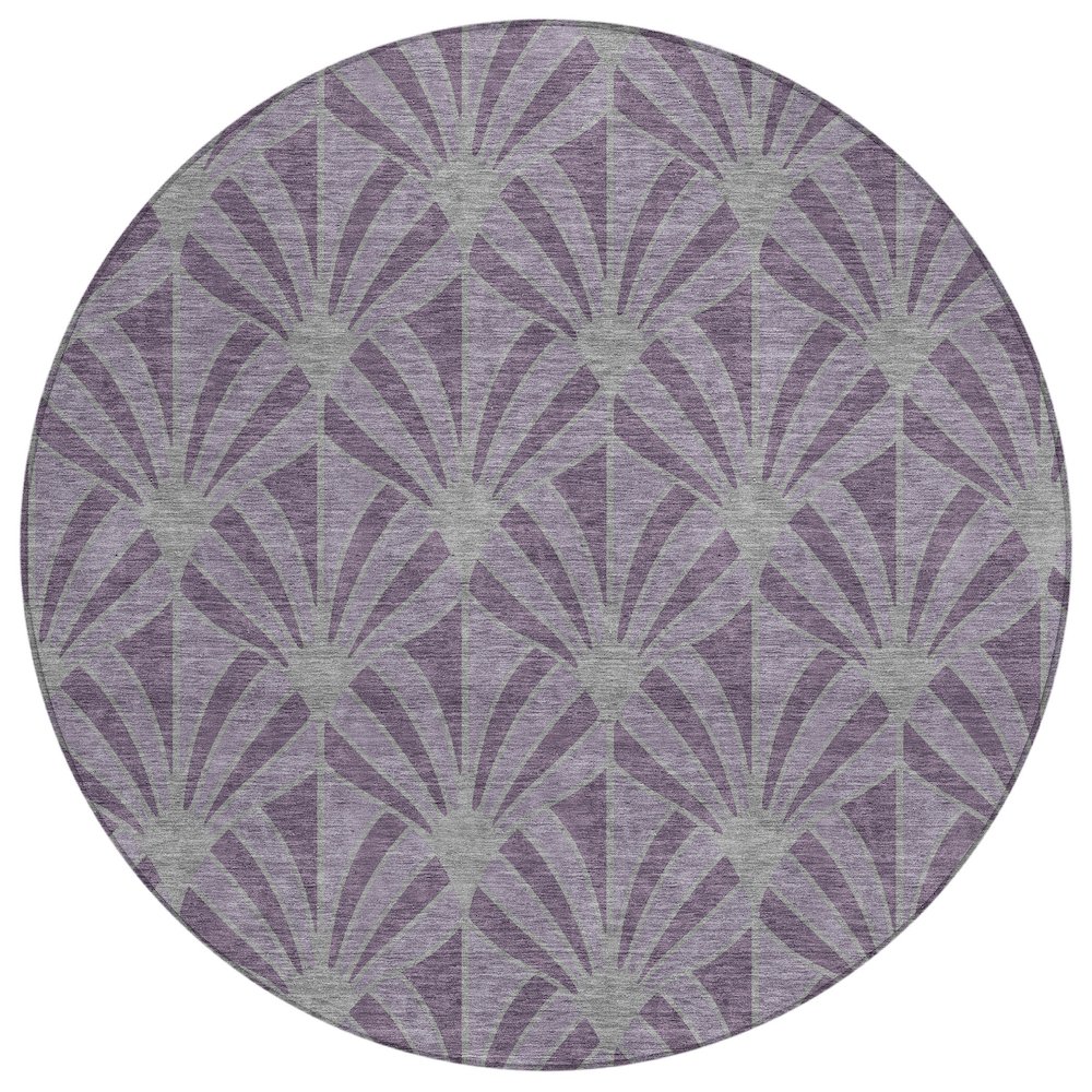 Machine Washable Indoor/Outdoor Chantille ACN2426 Purple 8' x 8' Round Rug. Picture 1