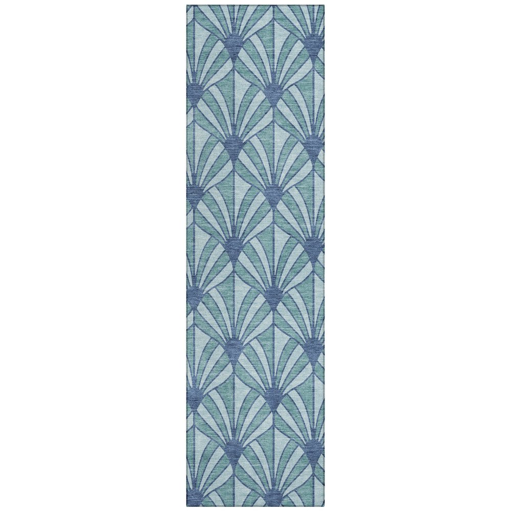 Machine Washable Indoor/Outdoor Chantille ACN2426 Teal 2'3" x 7'6" Runner Rug. Picture 1