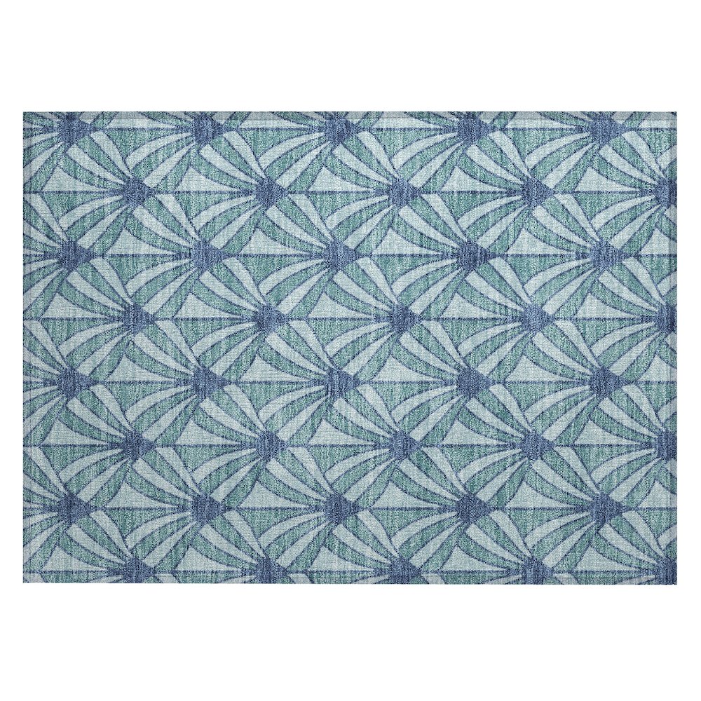 Machine Washable Indoor/Outdoor Chantille ACN2426 Teal 1'8" x 2'6" Rug. Picture 1