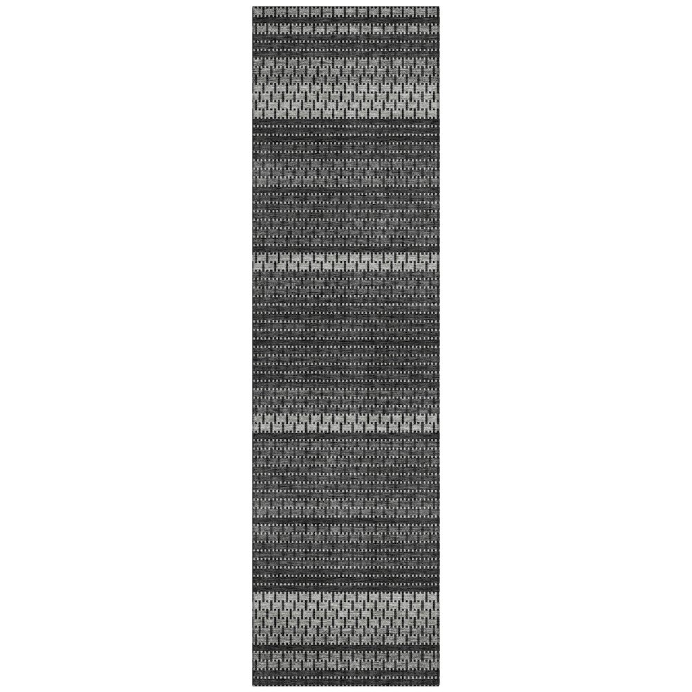 Machine Washable Indoor/Outdoor Chantille ACN2427 Black 2'3" x 7'6" Runner Rug. Picture 1