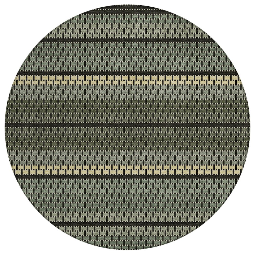 Machine Washable Indoor/Outdoor Chantille ACN2427 Green 8' x 8' Round Rug. Picture 1