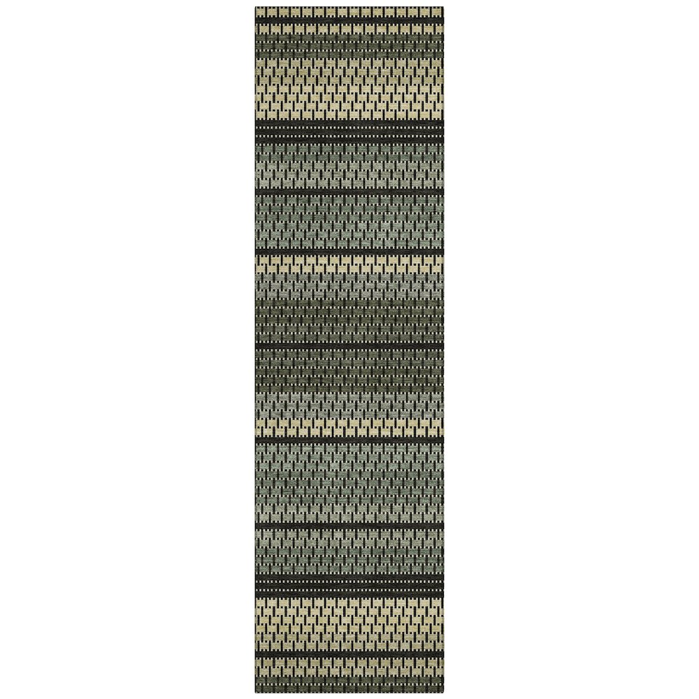 Machine Washable Indoor/Outdoor Chantille ACN2427 Green 2'3" x 7'6" Runner Rug. Picture 1