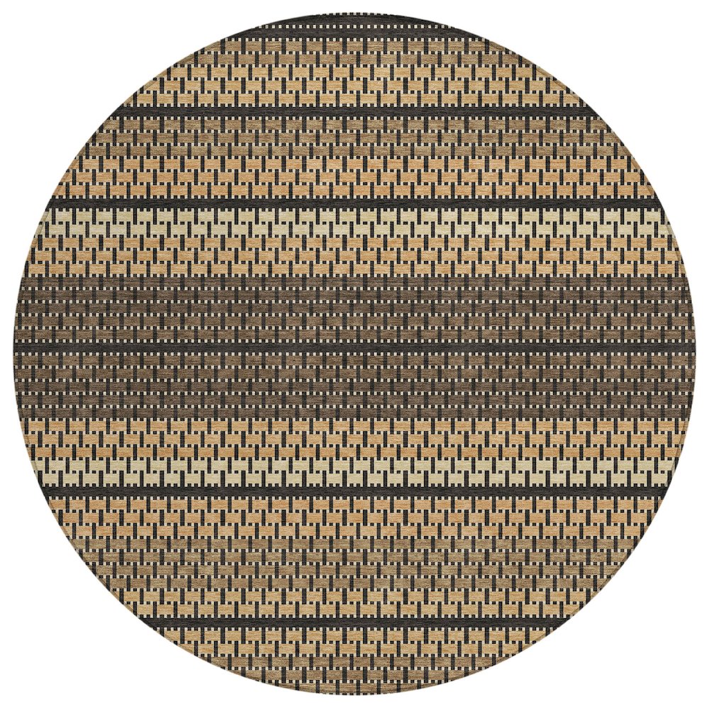 Machine Washable Indoor/Outdoor Chantille ACN2427 Gold 8' x 8' Round Rug. Picture 1