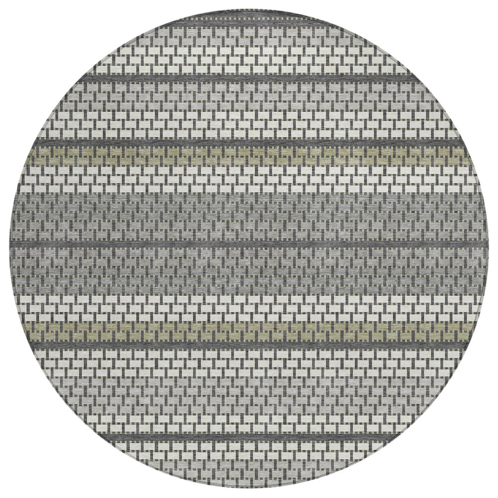 Machine Washable Indoor/Outdoor Chantille ACN2427 Gray 8' x 8' Round Rug. Picture 1