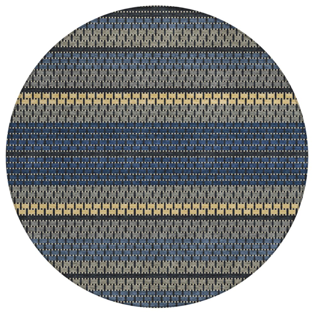 Machine Washable Indoor/Outdoor Chantille ACN2427 Blue 8' x 8' Round Rug. Picture 1