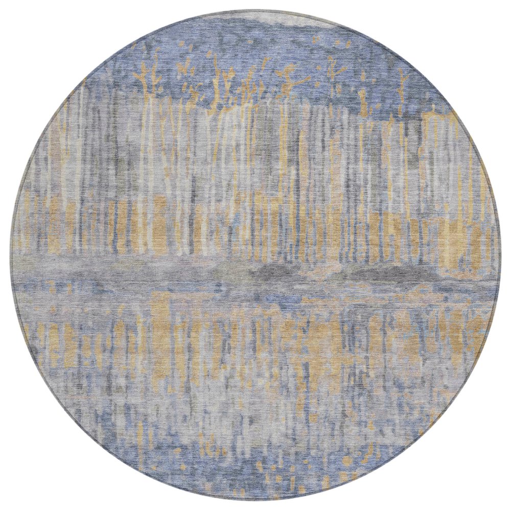 Machine Washable Indoor/Outdoor Chantille ACN2428 Blue 8' x 8' Round Rug. Picture 1