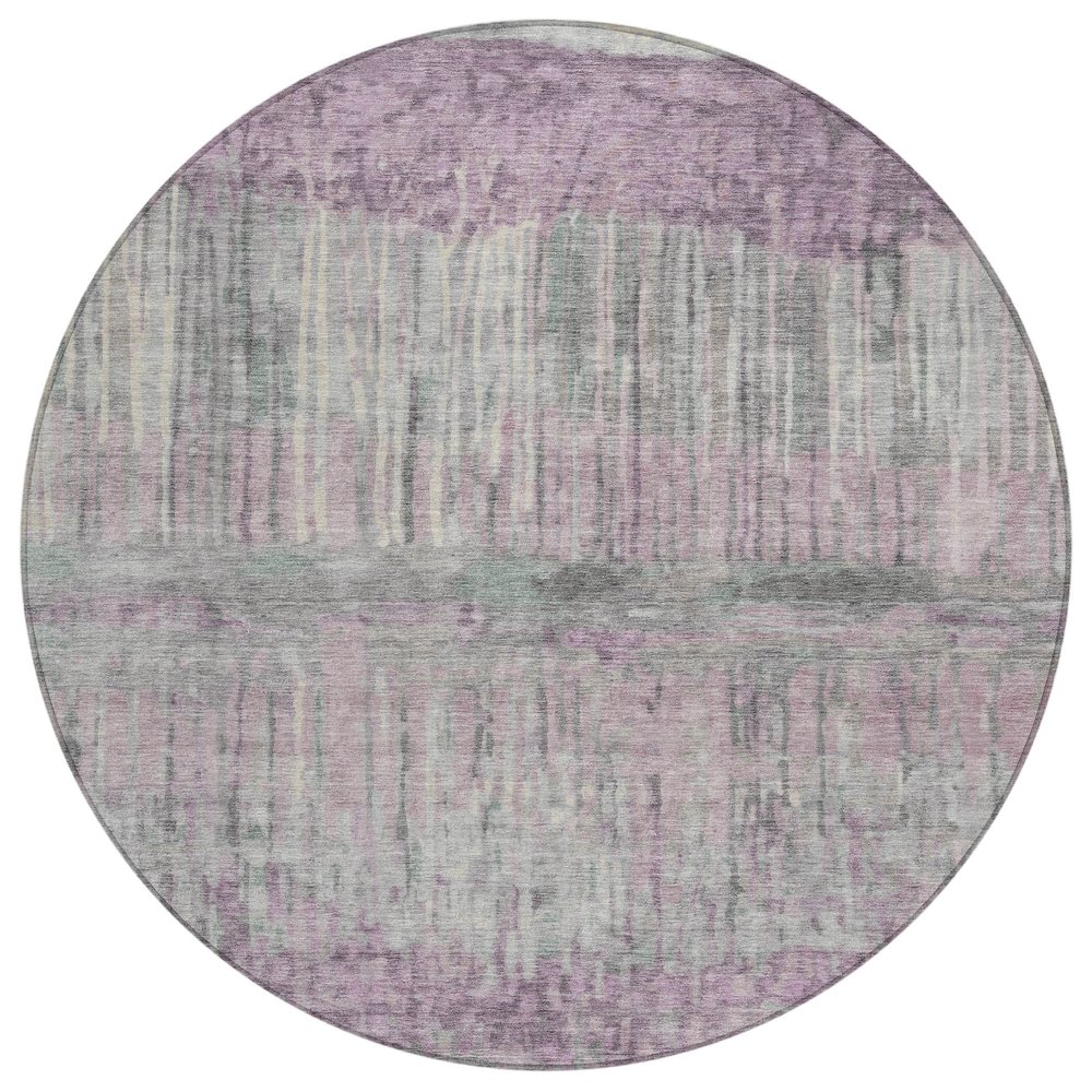 Machine Washable Indoor/Outdoor Chantille ACN2428 Purple 8' x 8' Round Rug. Picture 1